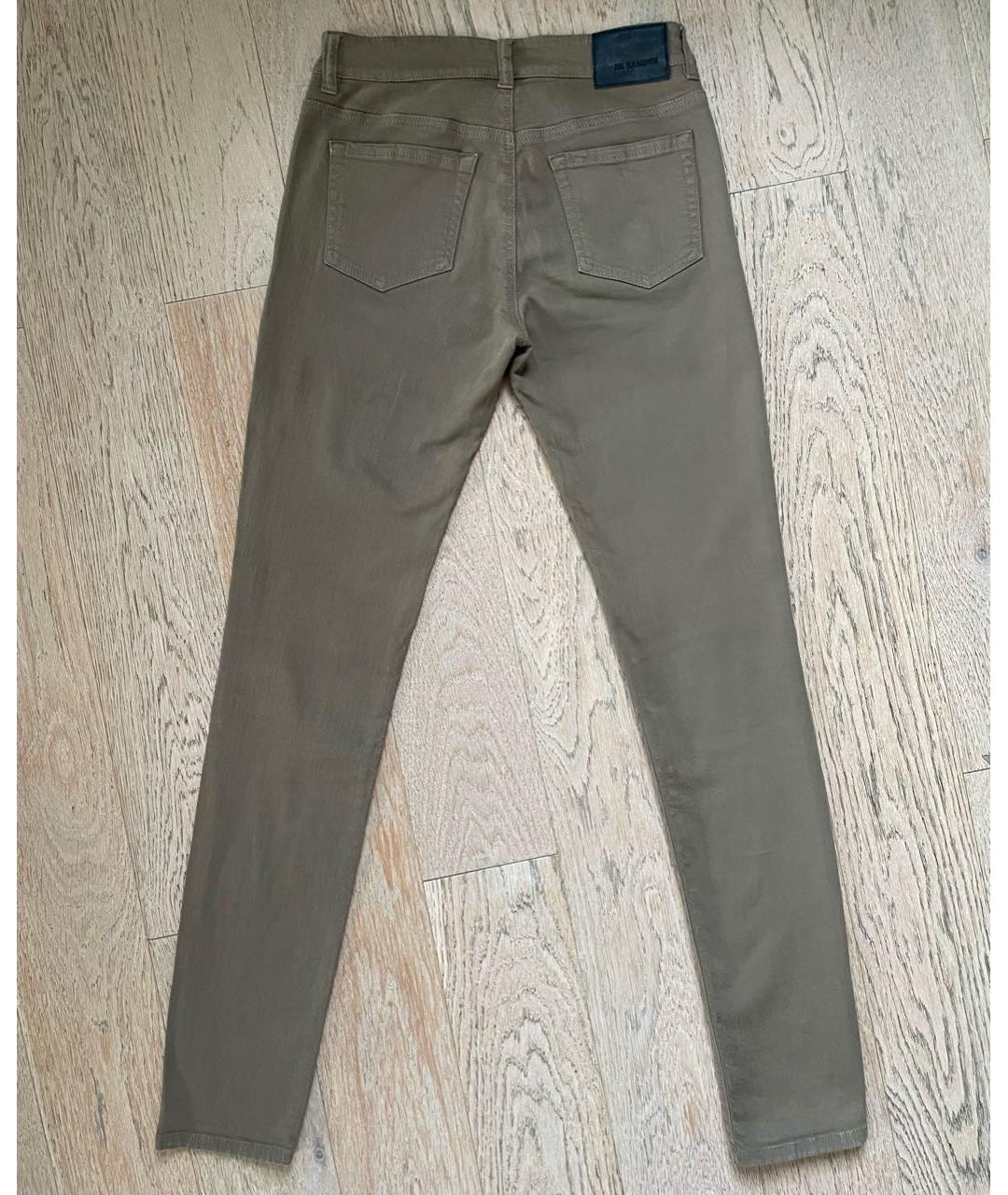 JIL SANDER NAVY Бежевые хлопковые джинсы слим, фото 2