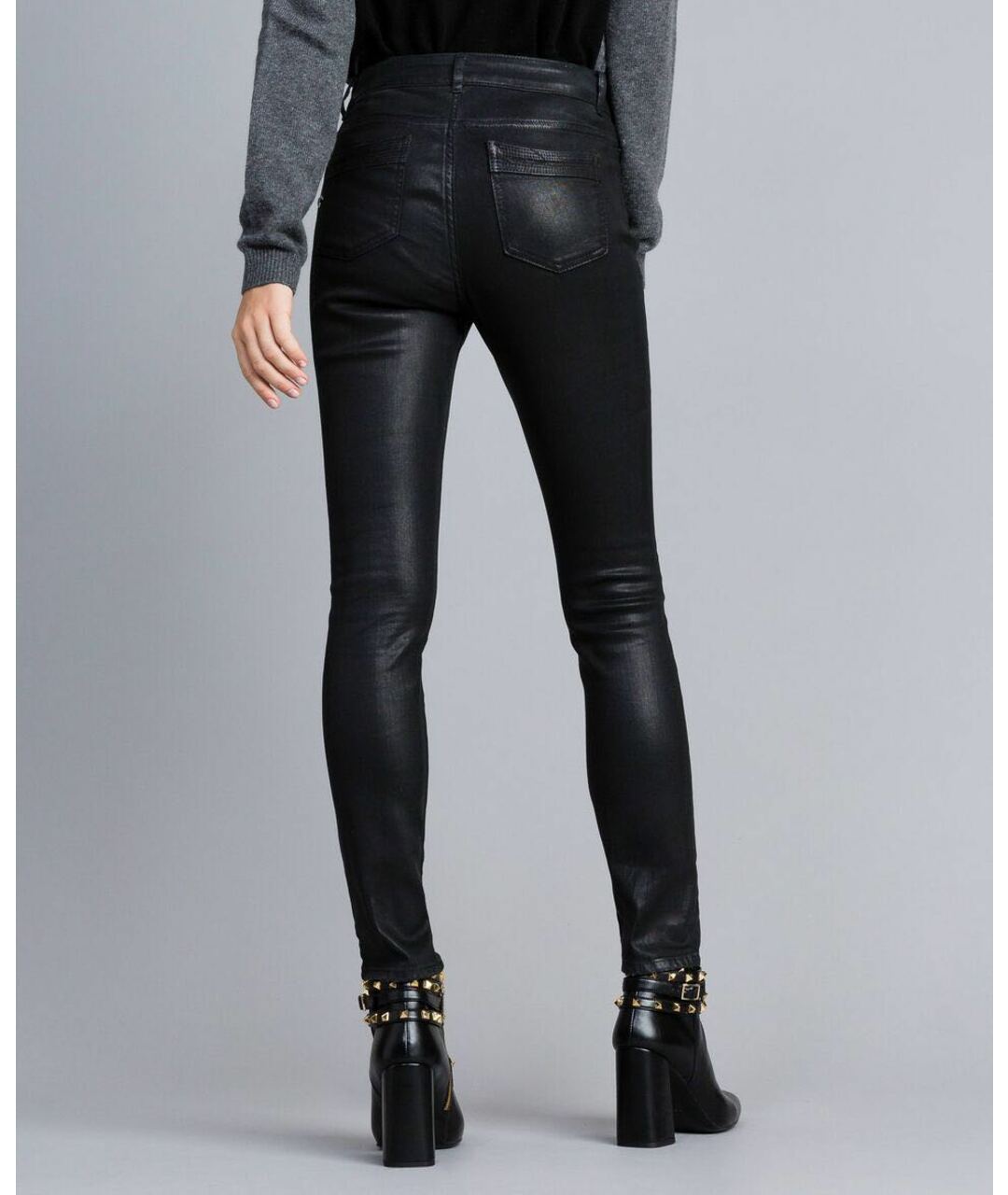 TWIN-SET Черные хлопко-эластановые брюки узкие, фото 3