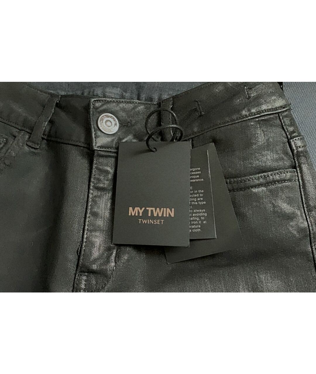 TWIN-SET Черные хлопко-эластановые брюки узкие, фото 4