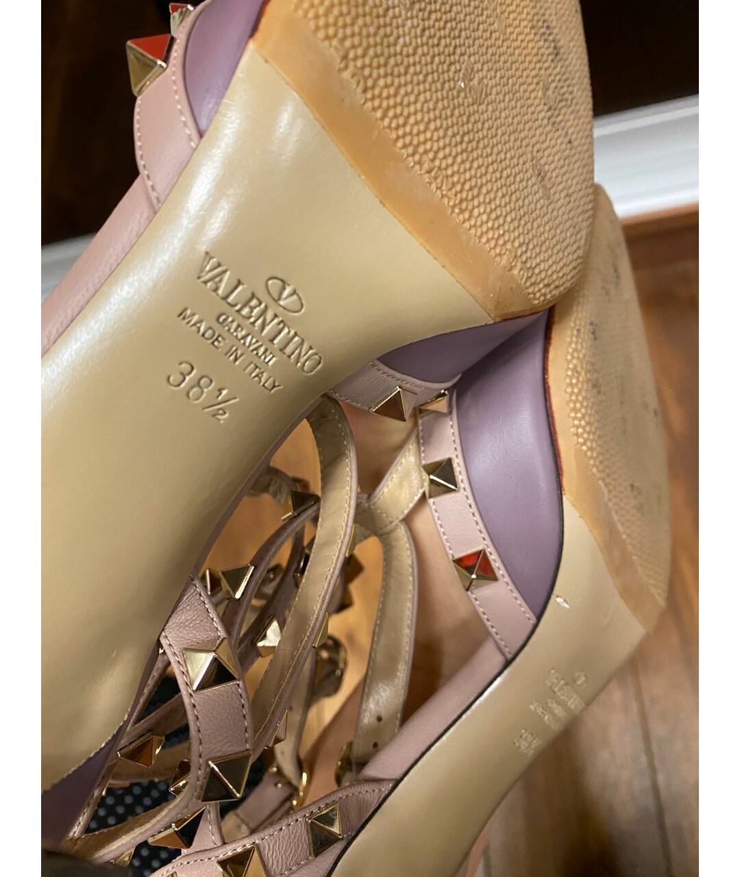 VALENTINO Фиолетовые кожаные босоножки, фото 5