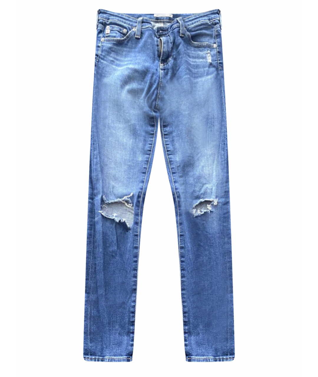 ALEXA CHUNG Синие хлопко-эластановые прямые джинсы, фото 1