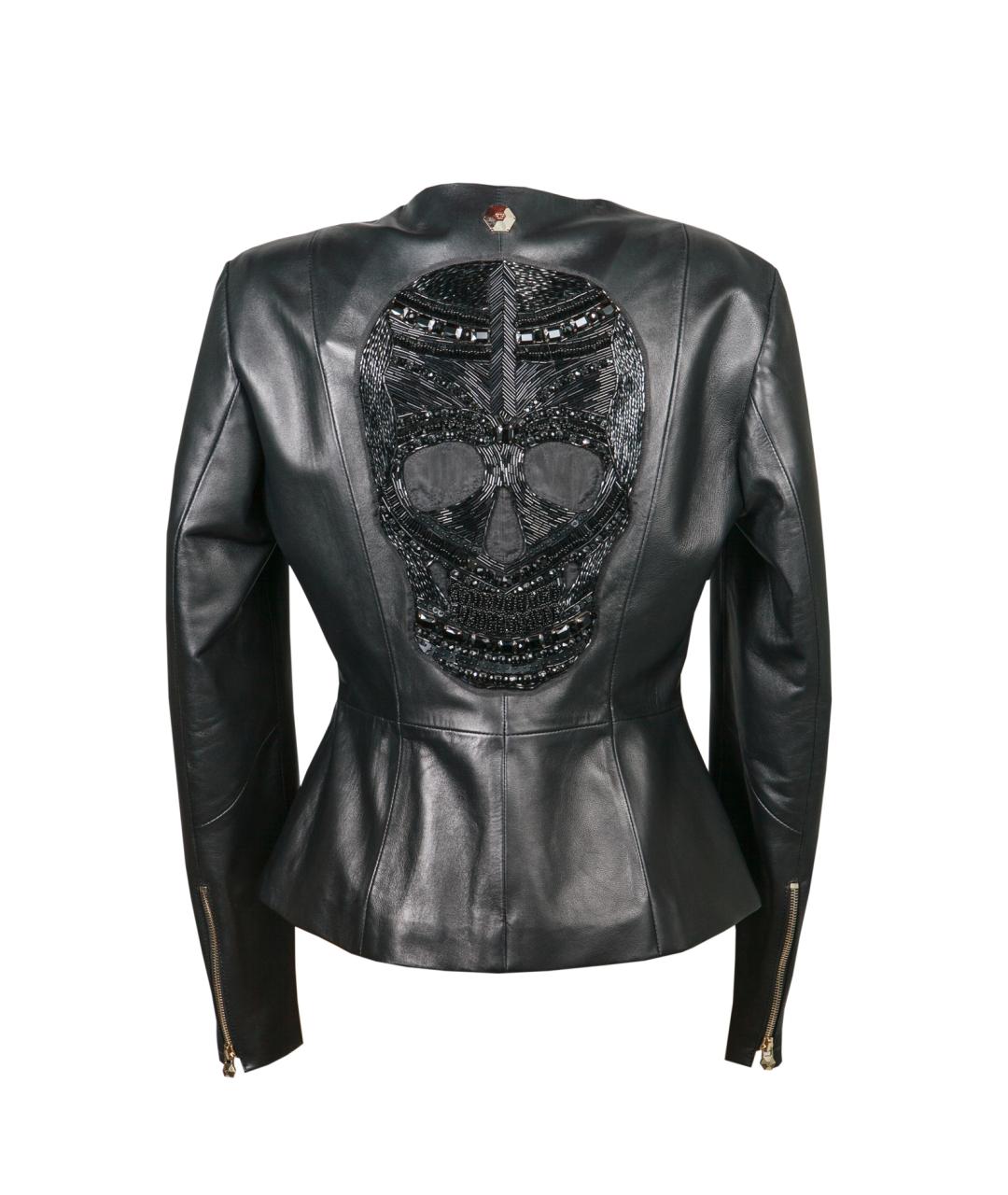 PHILIPP PLEIN Черная кожаная куртка, фото 2