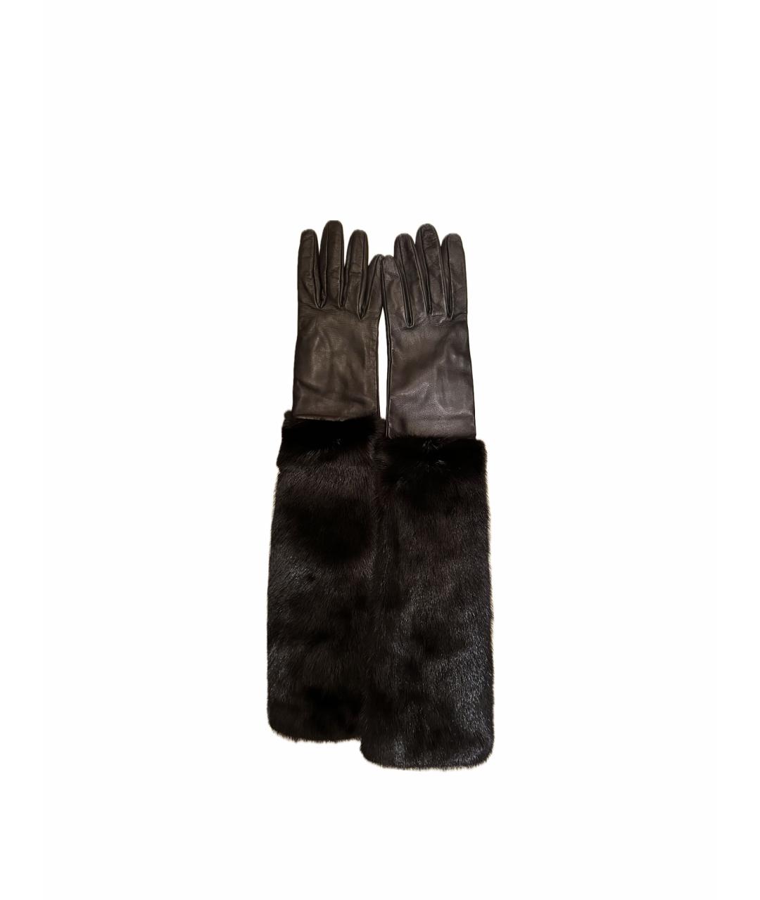 DOLCE&GABBANA Черные кожаные перчатки, фото 1
