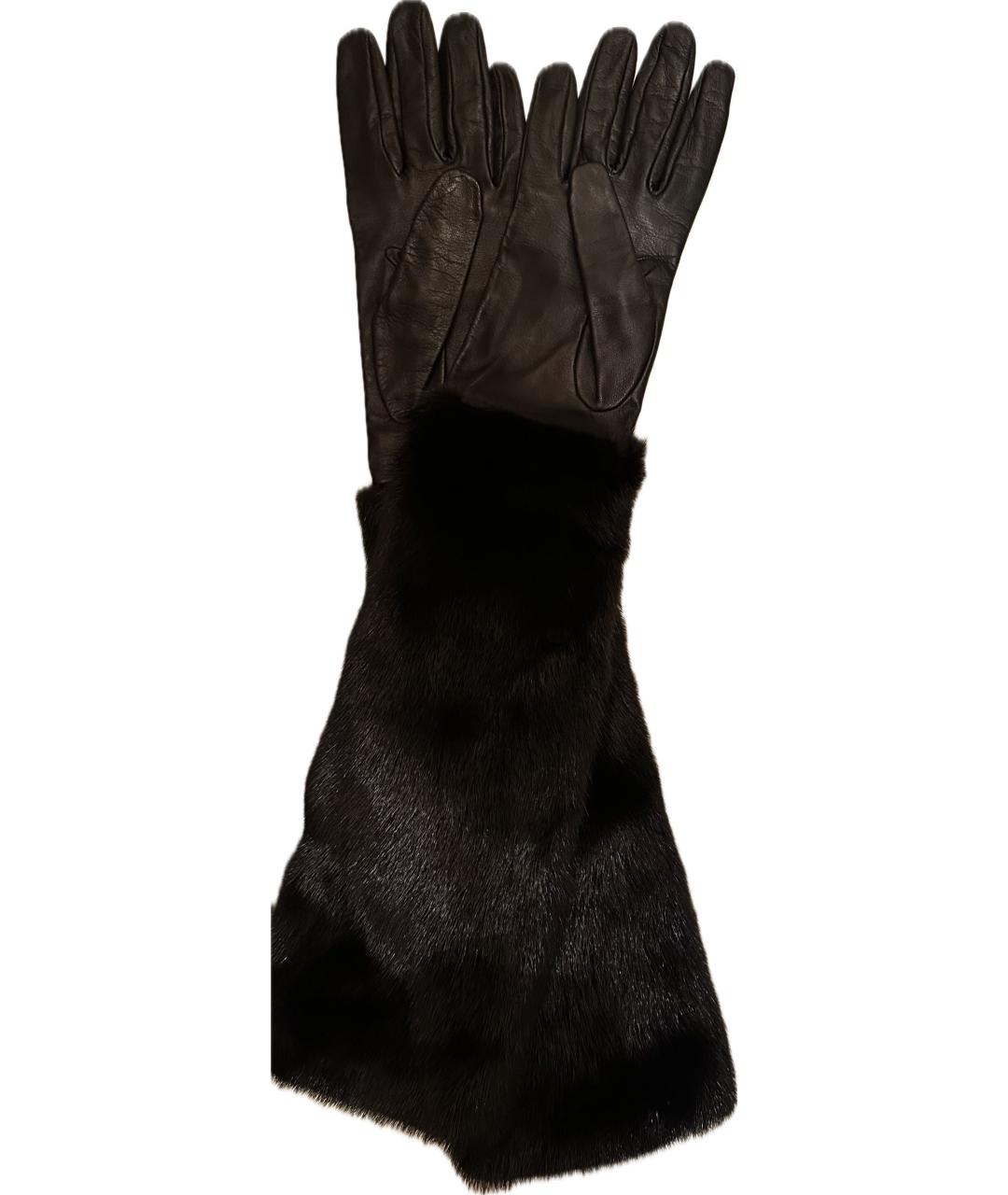 DOLCE&GABBANA Черные кожаные перчатки, фото 2
