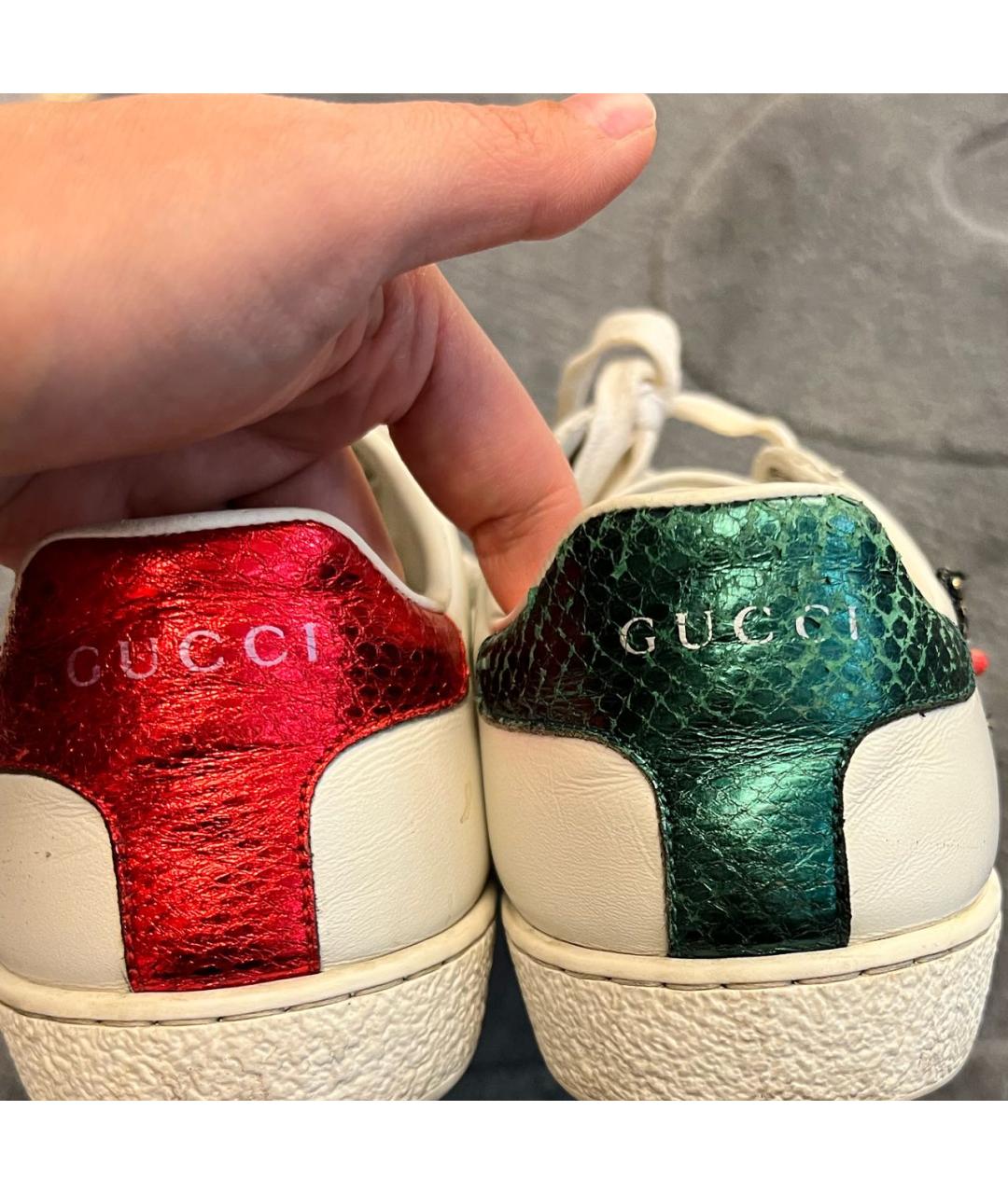 GUCCI Белые кожаные кеды, фото 4