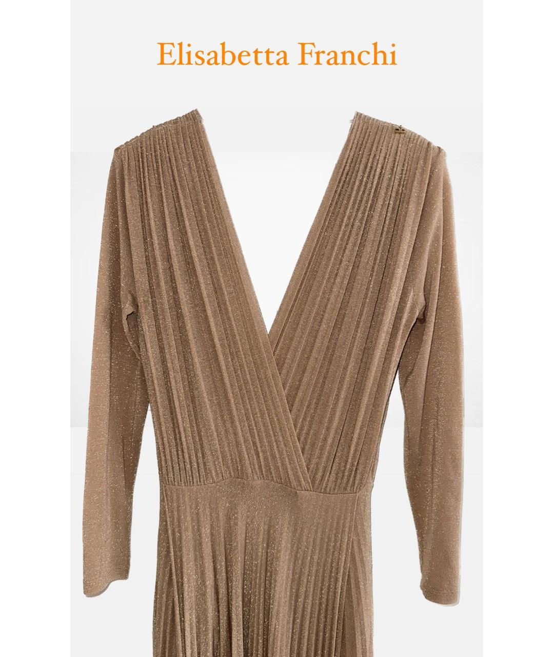 ELISABETTA FRANCHI Золотое вискозное платье, фото 3