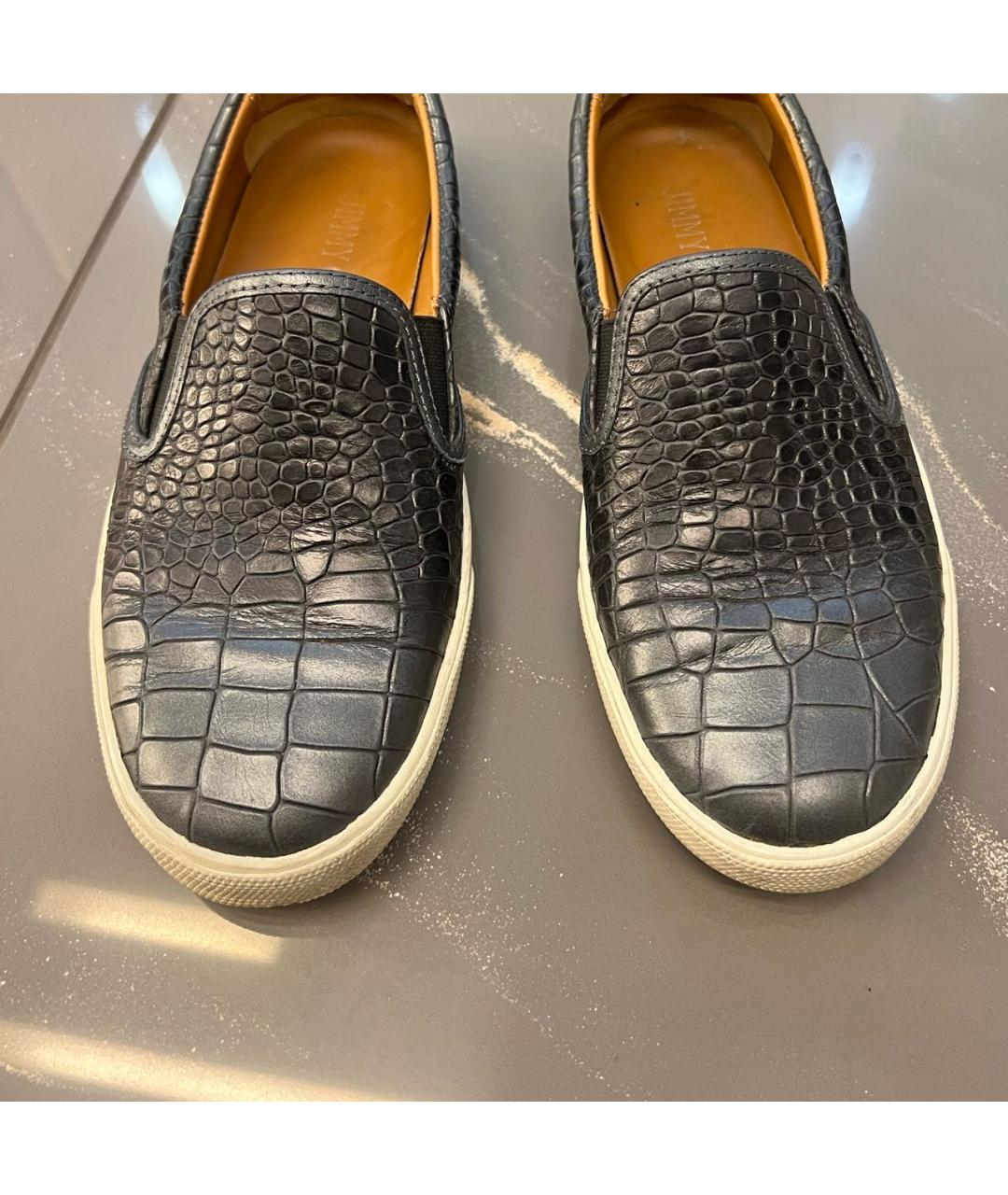 JIMMY CHOO Темно-синие кожаные слипоны, фото 2
