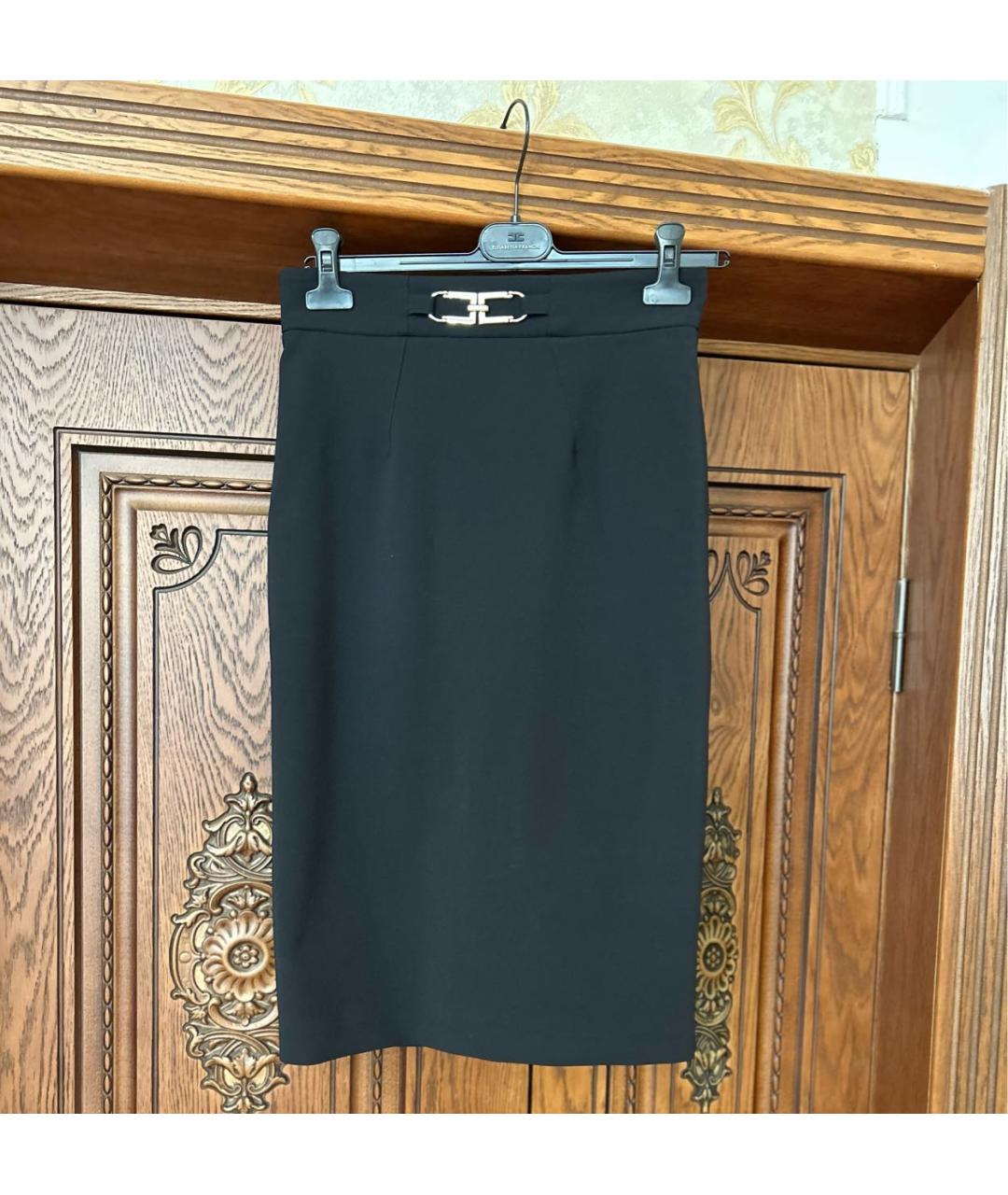 ELISABETTA FRANCHI Черная полиэстеровая юбка миди, фото 9