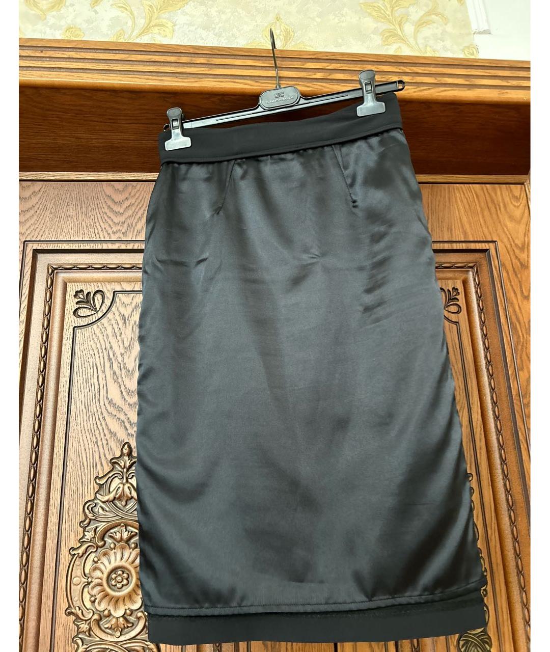 ELISABETTA FRANCHI Черная полиэстеровая юбка миди, фото 7
