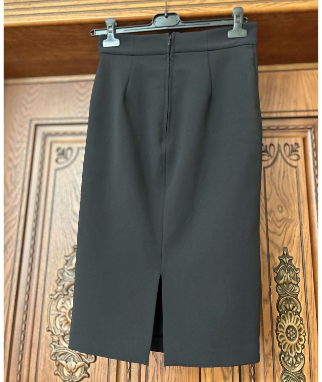 ELISABETTA FRANCHI Черная полиэстеровая юбка миди, фото 2