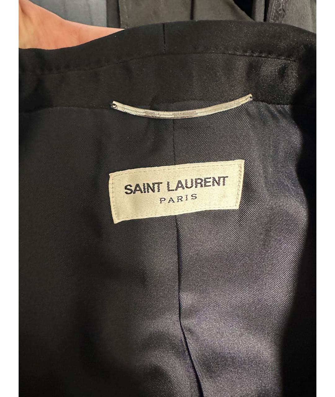 SAINT LAURENT Черный шелковый жакет/пиджак, фото 5