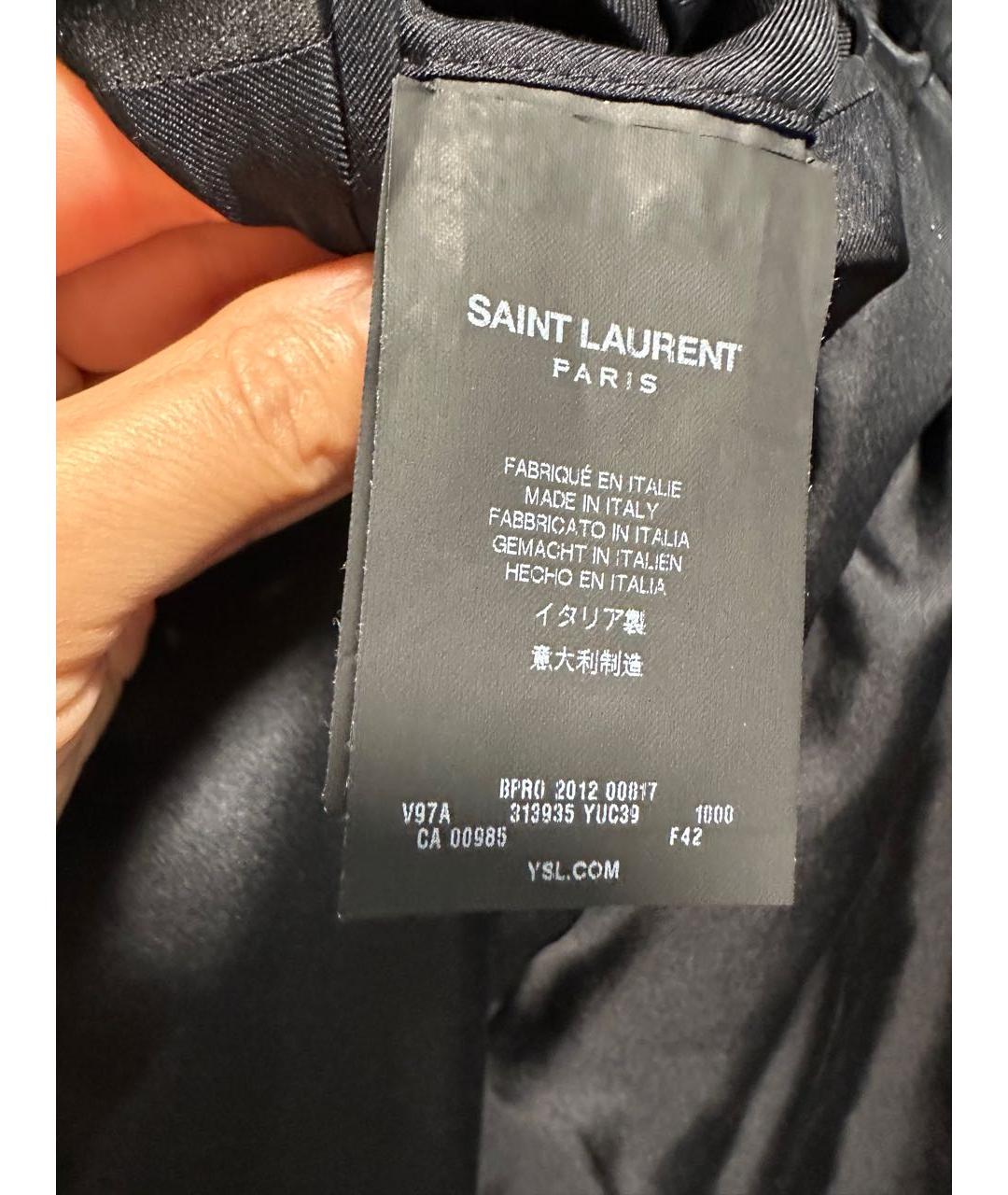SAINT LAURENT Черный шелковый жакет/пиджак, фото 6
