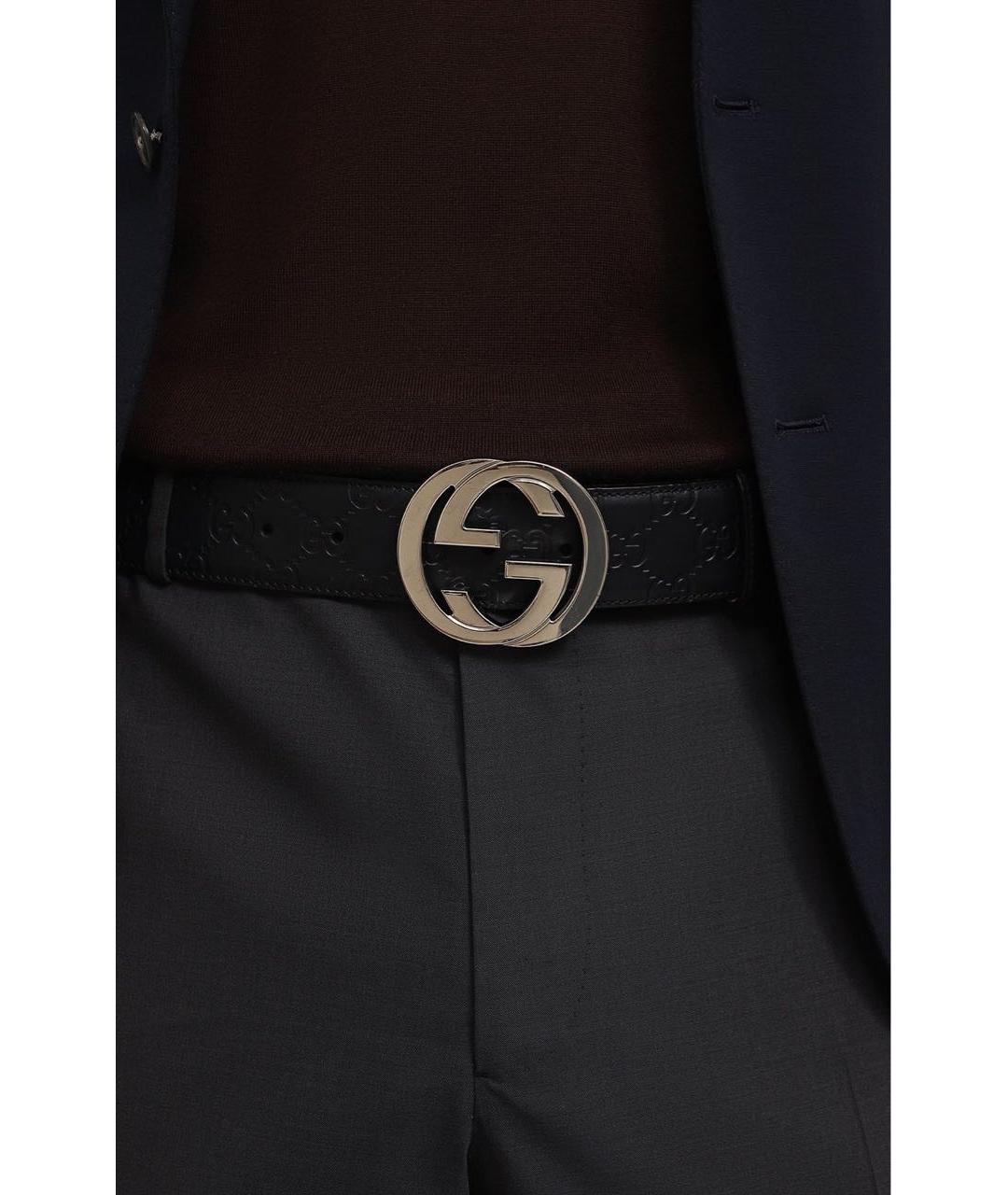 GUCCI Черный кожаный ремень, фото 8