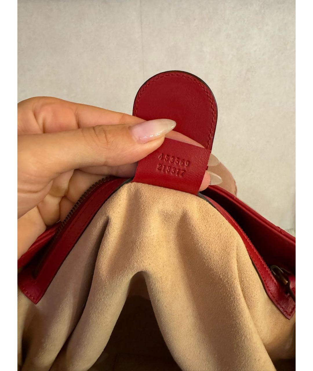 GUCCI Красная кожаная сумка с короткими ручками, фото 5