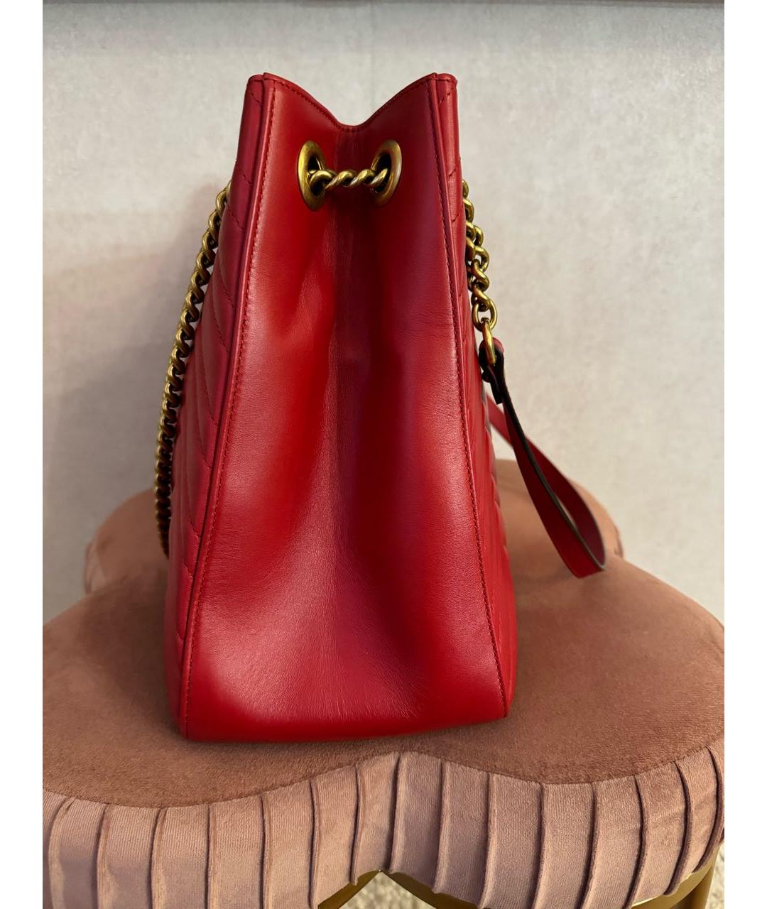 GUCCI Красная кожаная сумка с короткими ручками, фото 2