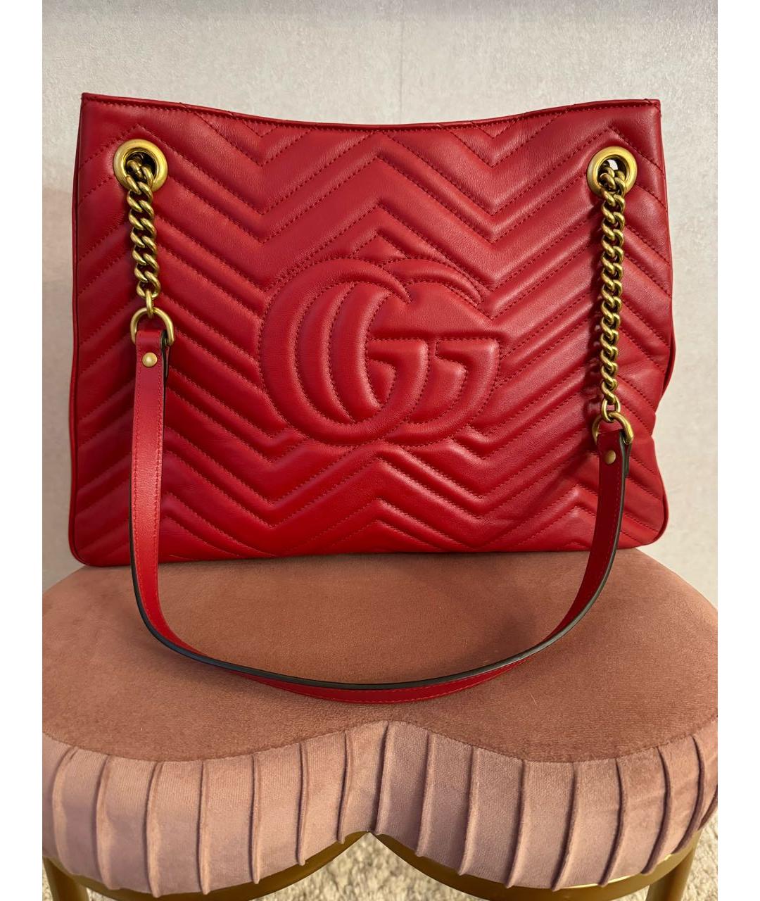 GUCCI Красная кожаная сумка с короткими ручками, фото 3