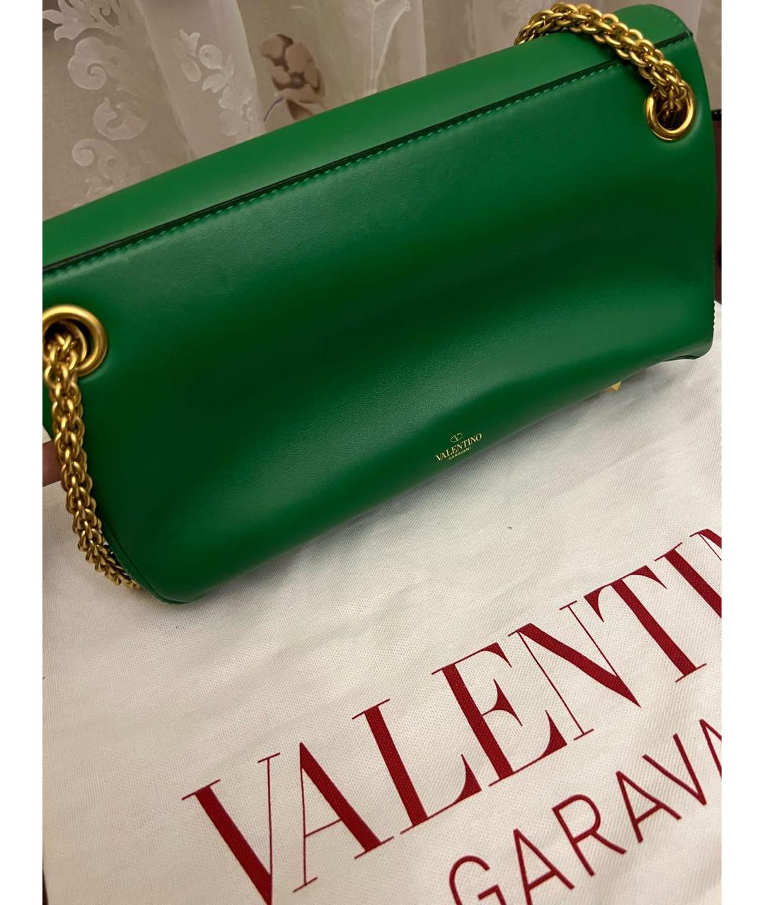 VALENTINO Зеленая кожаная сумка через плечо, фото 3