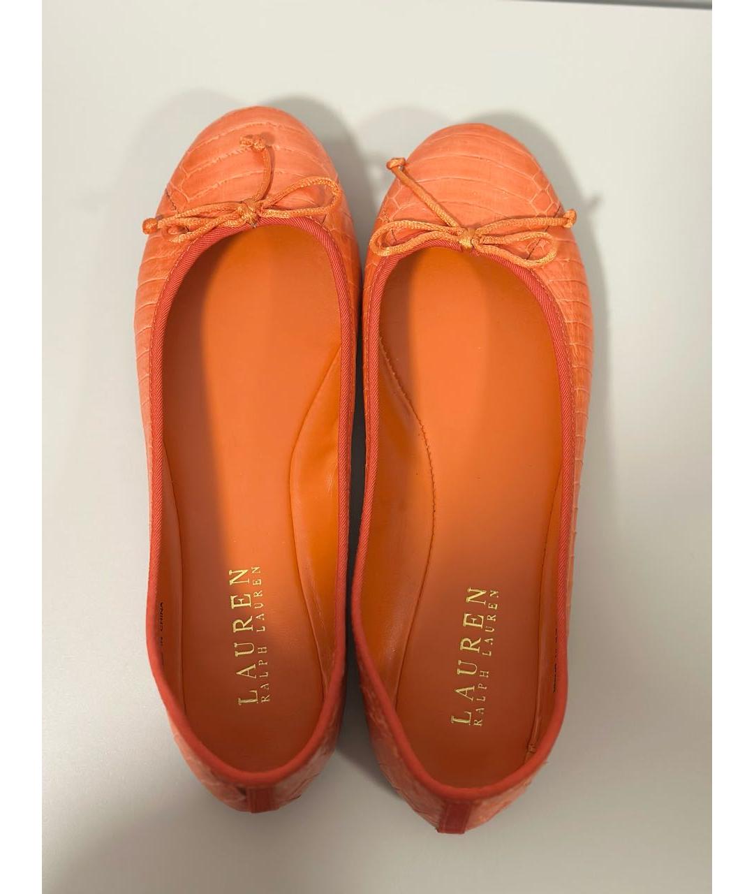 RALPH LAUREN Оранжевое балетки из искусственной кожи, фото 3