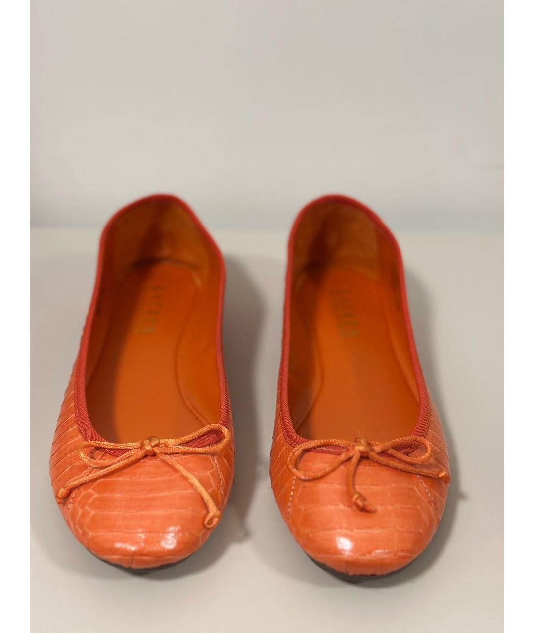 RALPH LAUREN Оранжевое балетки из искусственной кожи, фото 2