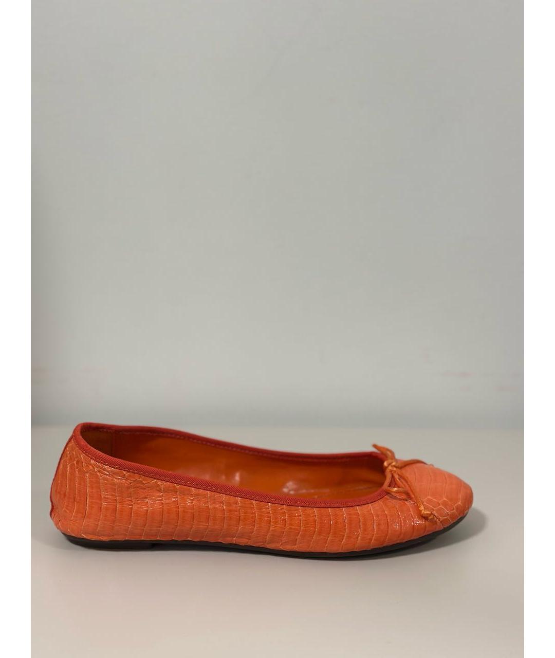 RALPH LAUREN Оранжевое балетки из искусственной кожи, фото 7