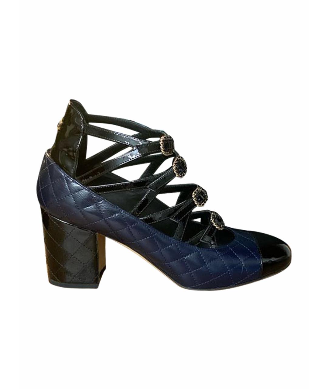 CHANEL Темно-синие кожаные туфли, фото 1