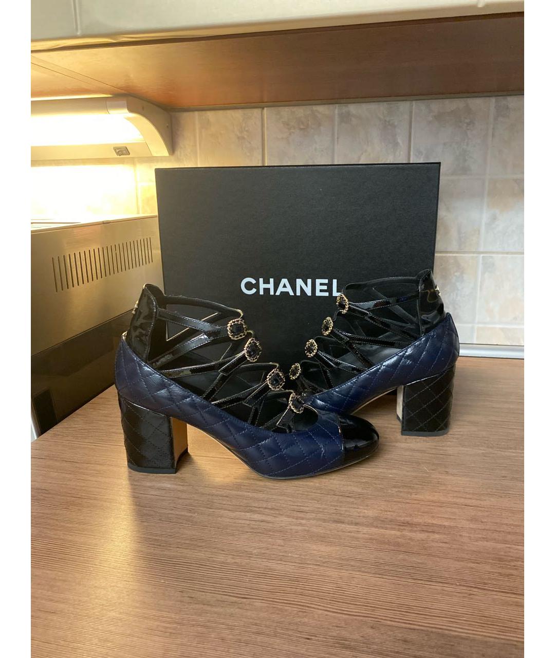 CHANEL Темно-синие кожаные туфли, фото 5