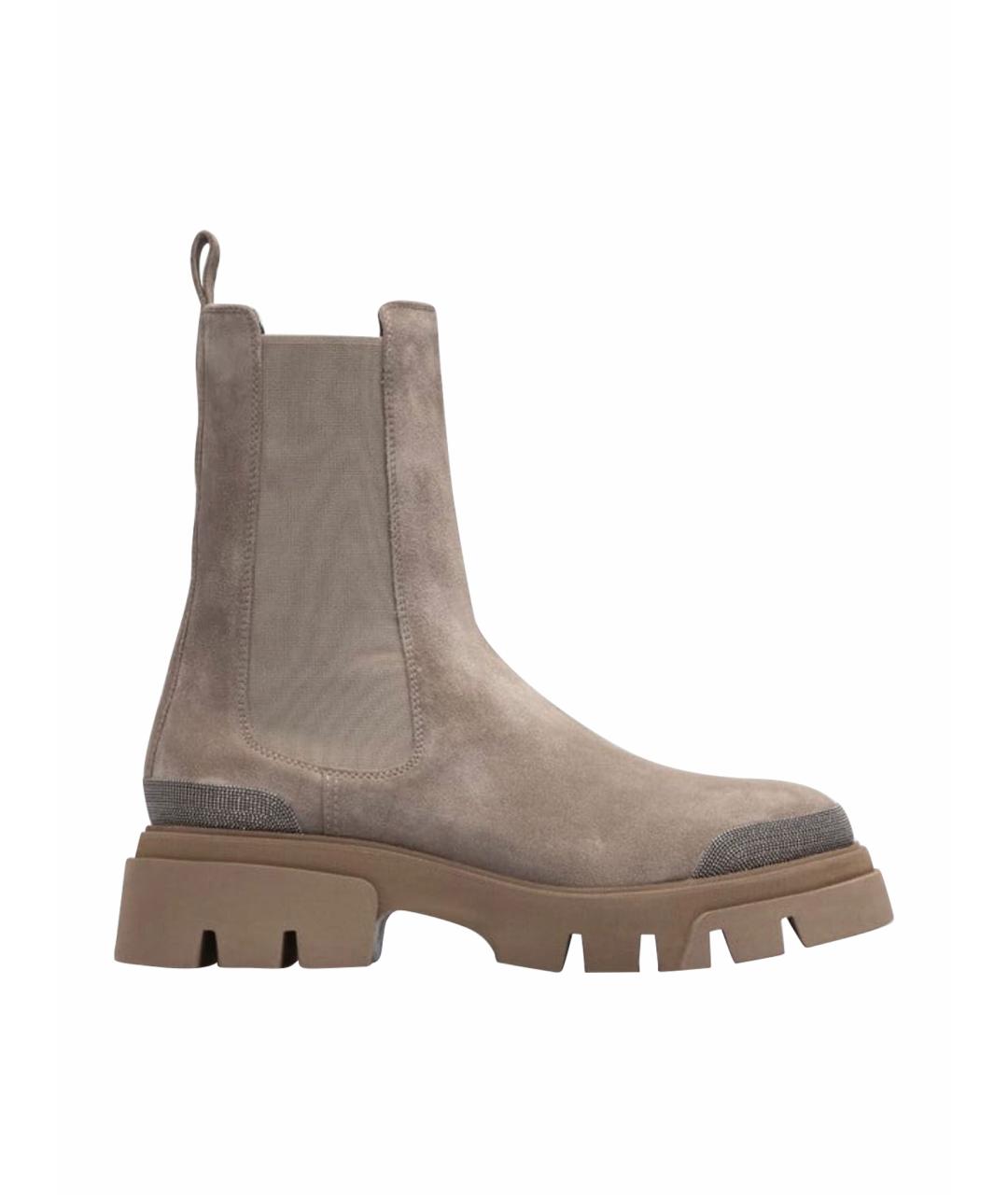 BRUNELLO CUCINELLI Серые замшевые полусапоги, фото 1