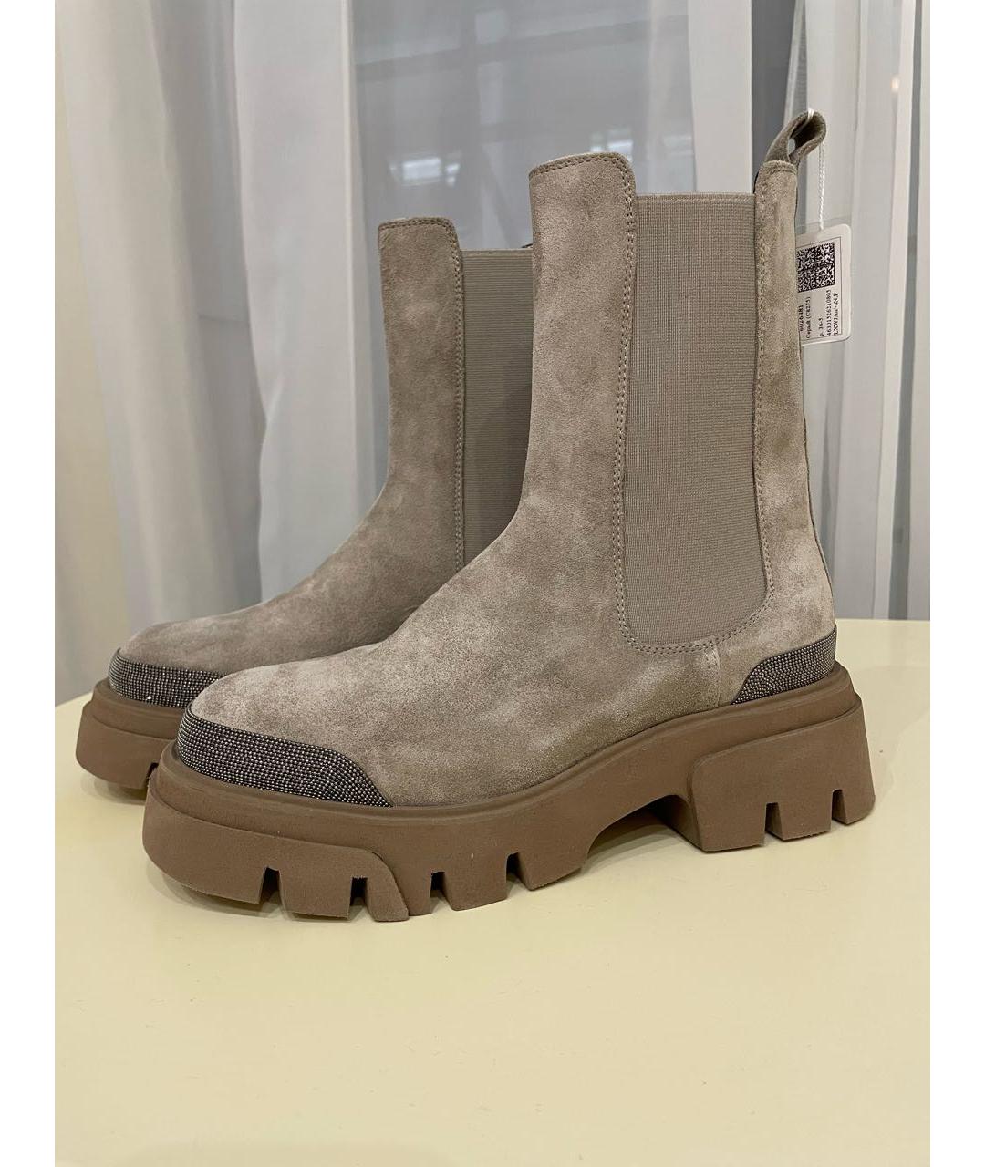 BRUNELLO CUCINELLI Серые замшевые полусапоги, фото 2