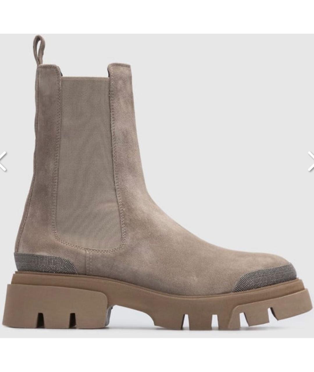 BRUNELLO CUCINELLI Серые замшевые полусапоги, фото 4