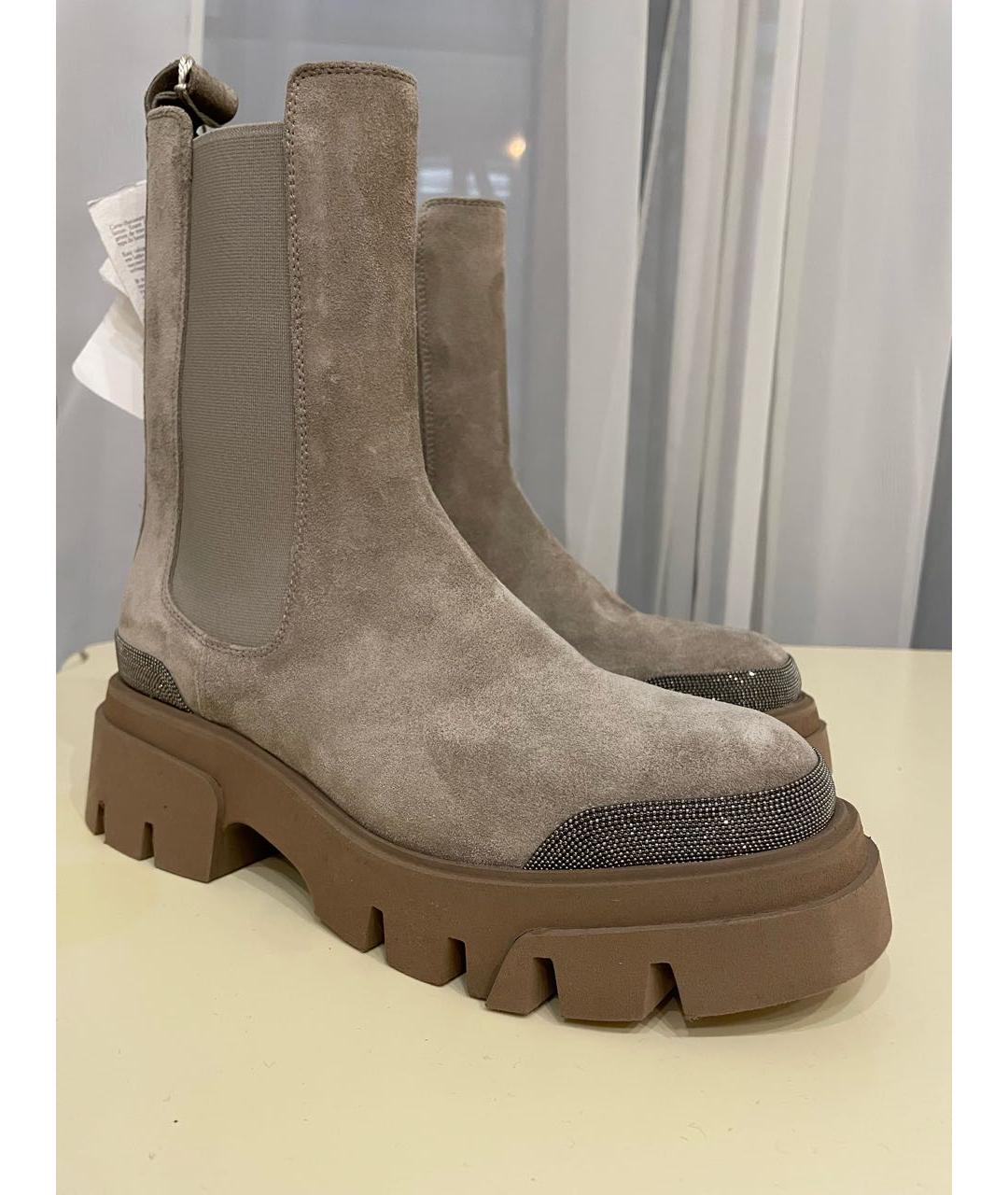 BRUNELLO CUCINELLI Серые замшевые полусапоги, фото 3