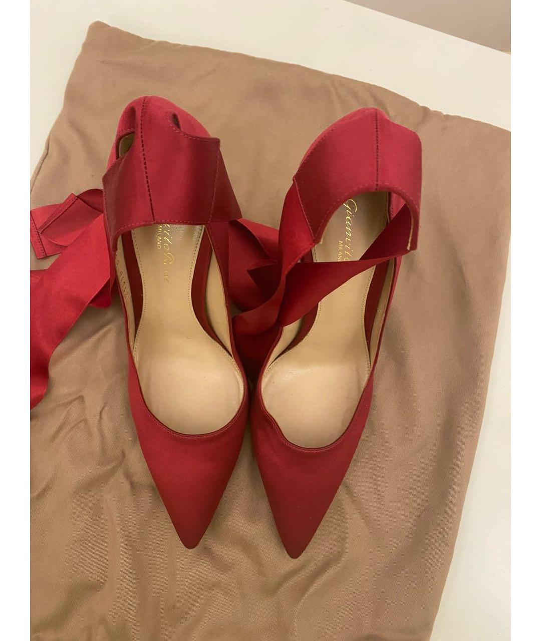 GIANVITO ROSSI Красные текстильные туфли, фото 3