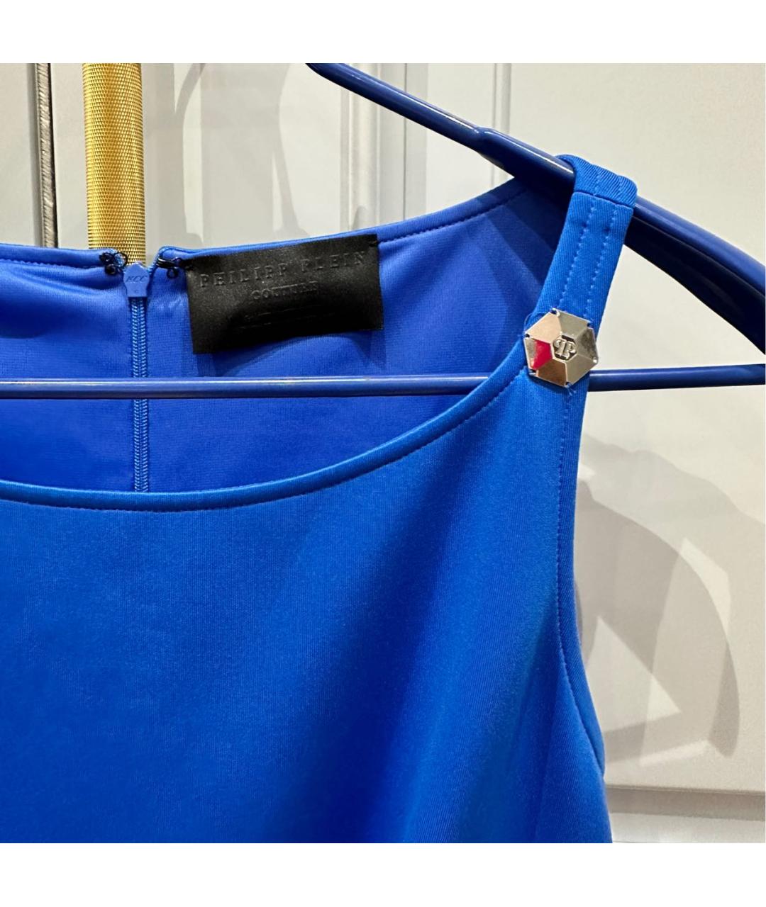 PHILIPP PLEIN Синее полиэстеровое коктейльное платье, фото 4