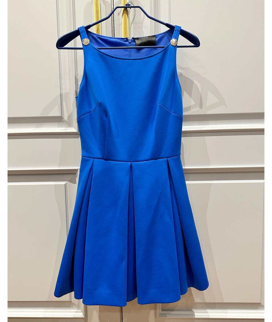 PHILIPP PLEIN Синее полиэстеровое коктейльное платье, фото 7