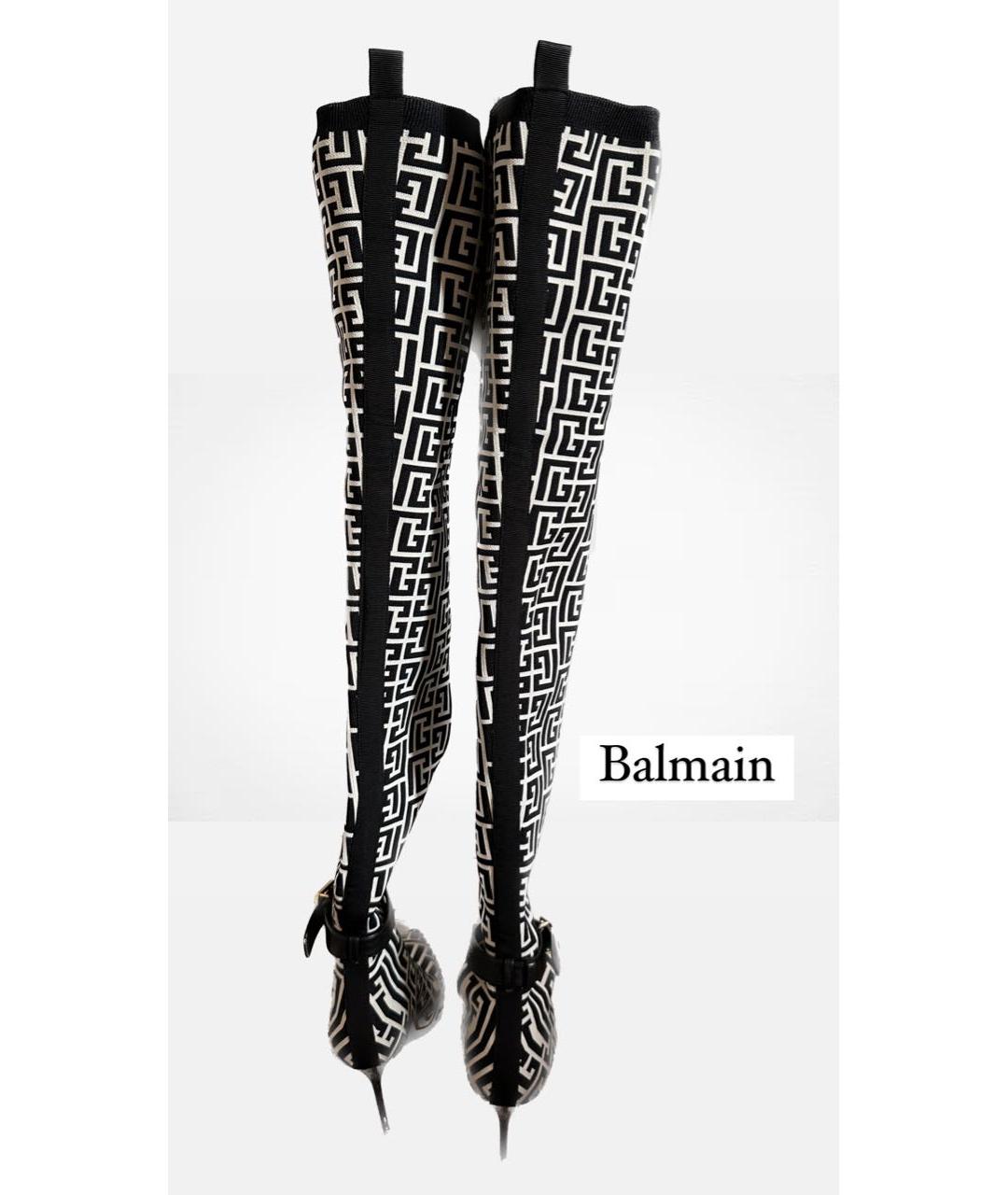 BALMAIN Черные текстильные ботфорты, фото 2
