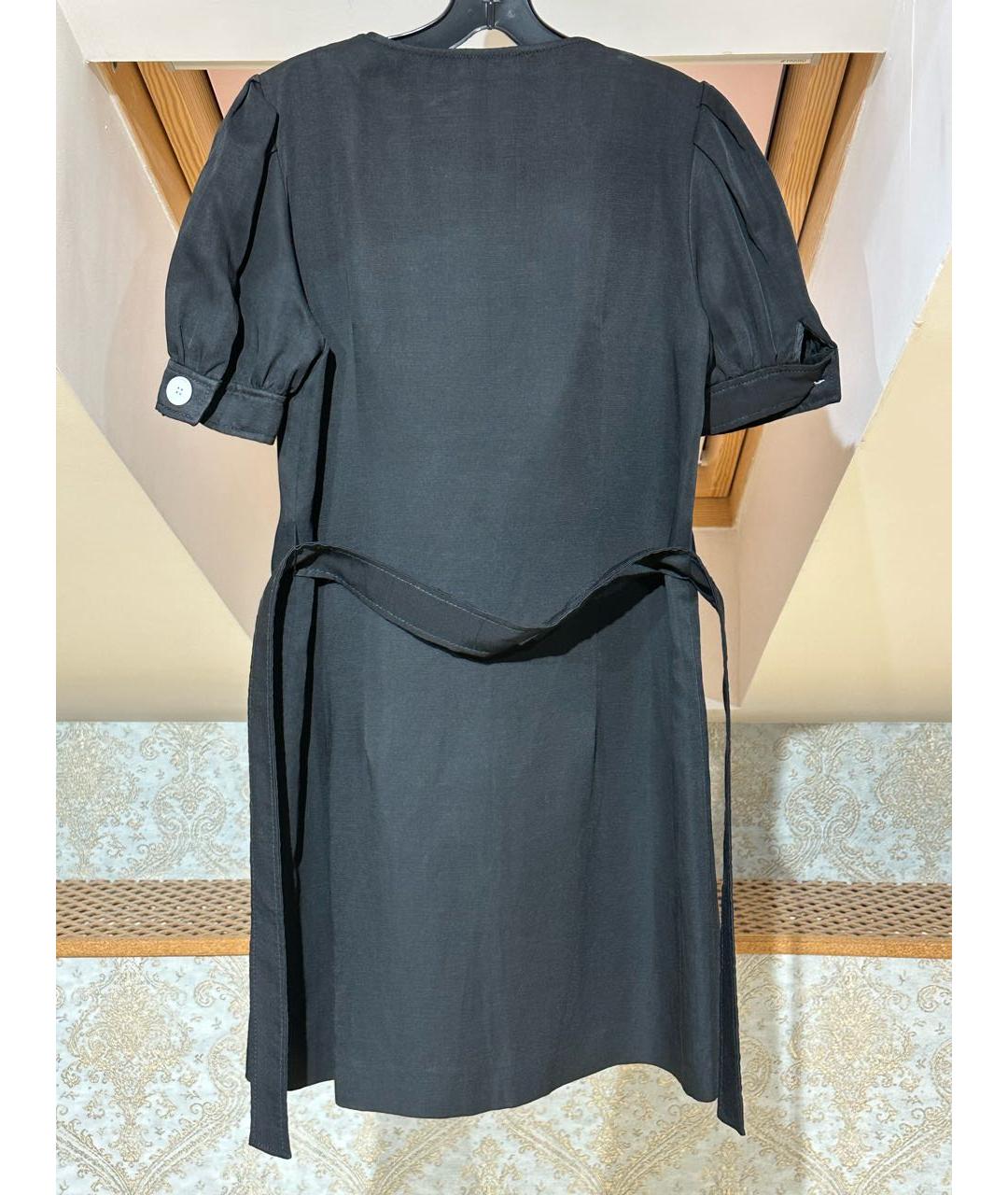SANDRO Черное льняное повседневное платье, фото 2
