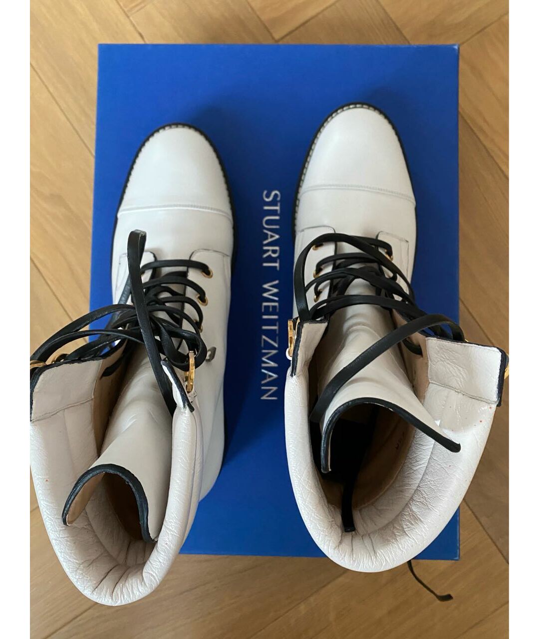 STUART WEITZMAN Белые кожаные ботинки, фото 5