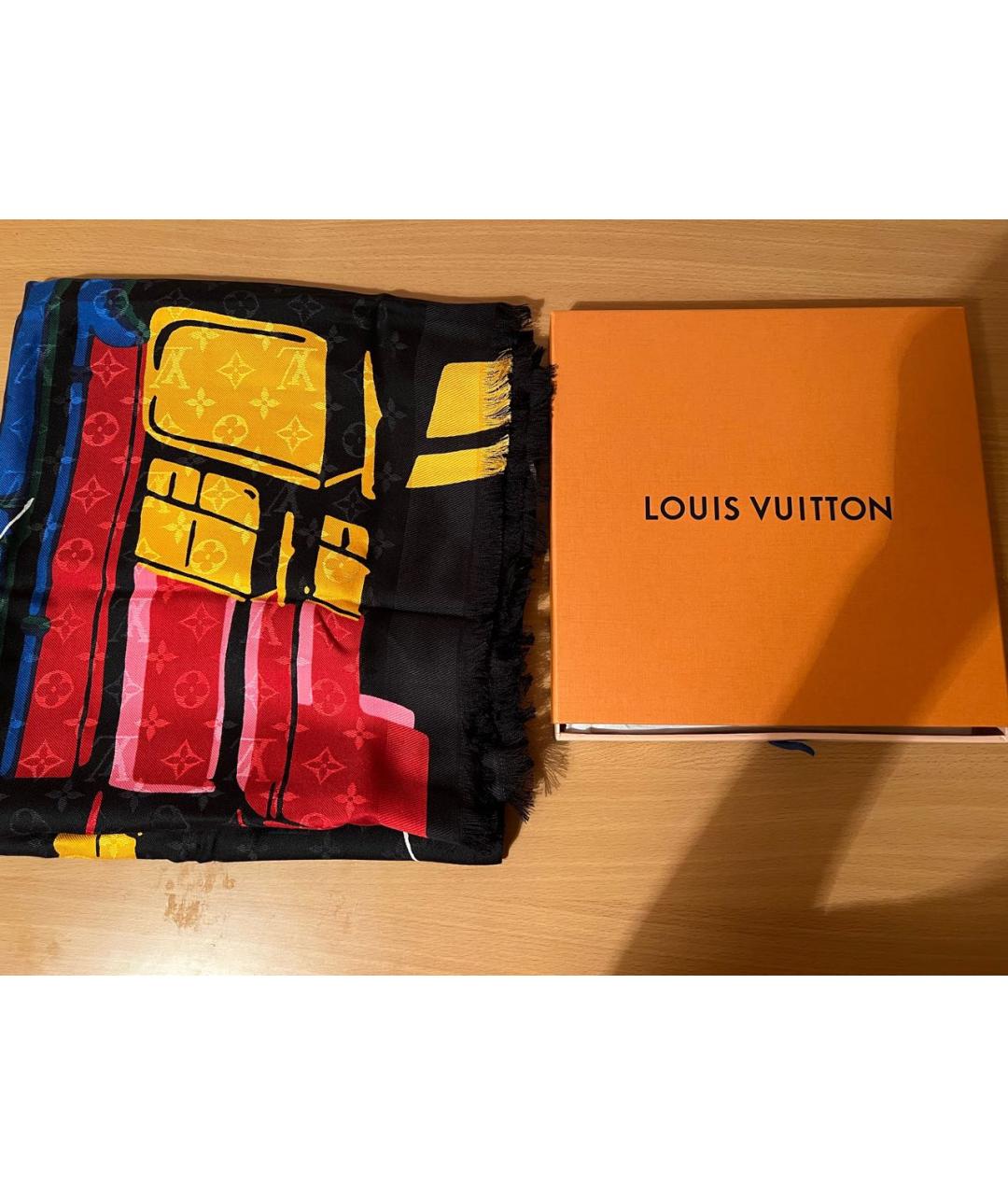 LOUIS VUITTON PRE-OWNED Черный шелковый платок, фото 4