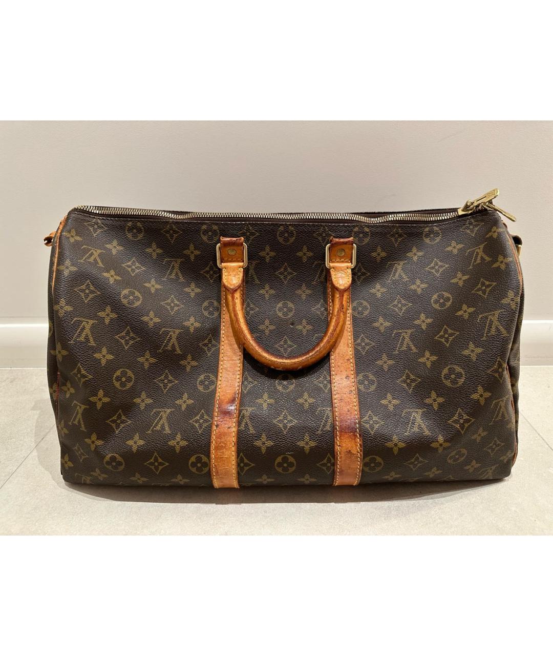LOUIS VUITTON Коричневая кожаная дорожная/спортивная сумка, фото 9