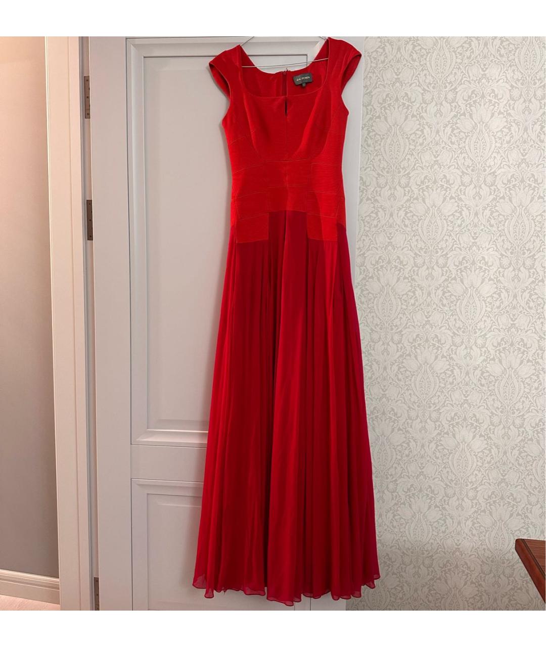 ZAC POSEN Красное шифоновое вечернее платье, фото 9