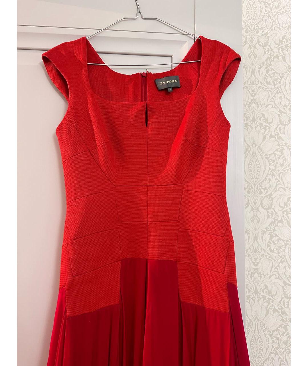 ZAC POSEN Красное шифоновое вечернее платье, фото 3
