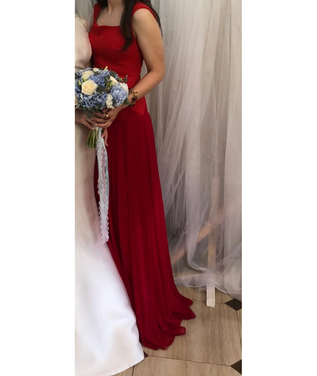 ZAC POSEN Красное шифоновое вечернее платье, фото 8