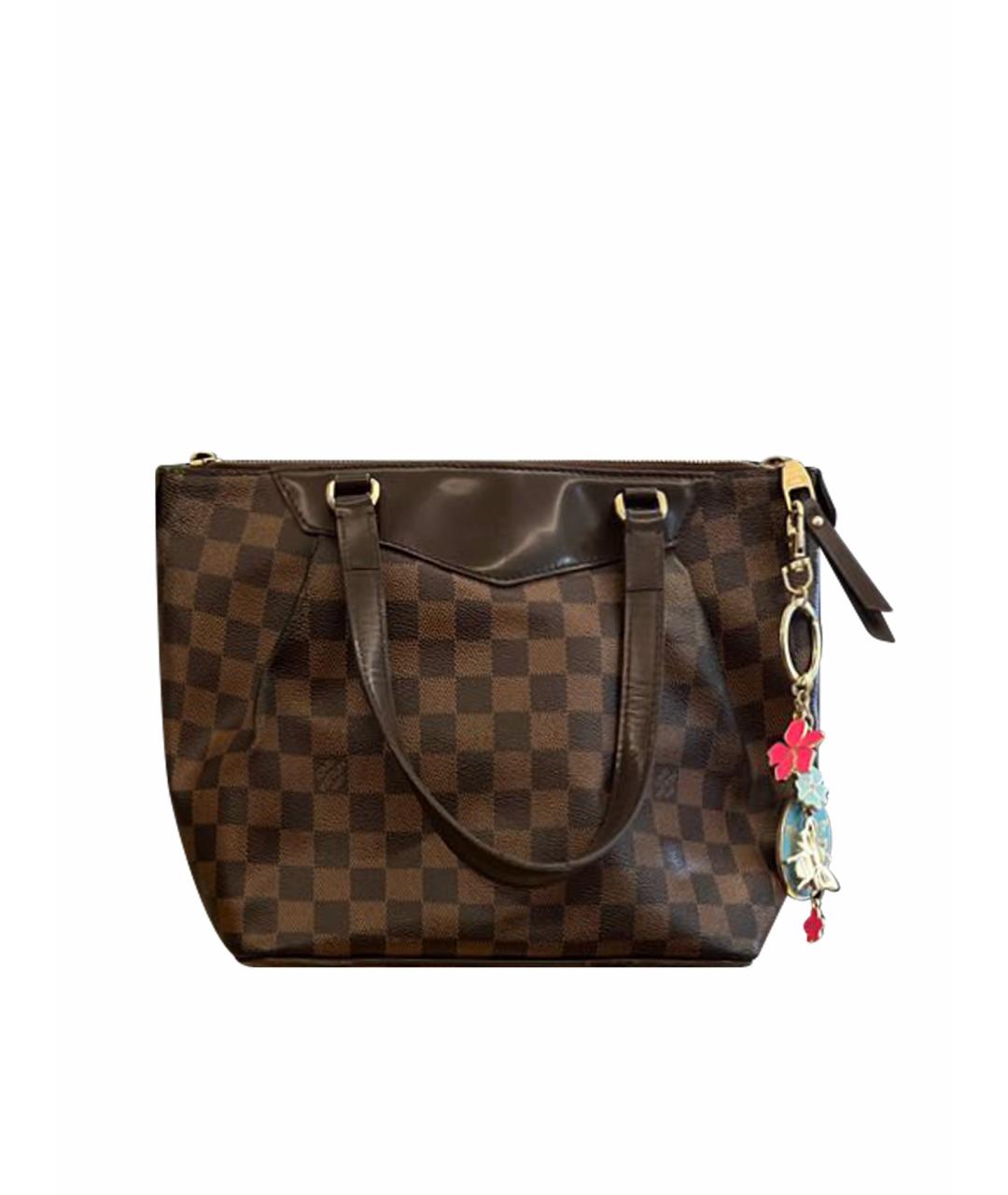 LOUIS VUITTON Коричневая кожаная сумка с короткими ручками, фото 1