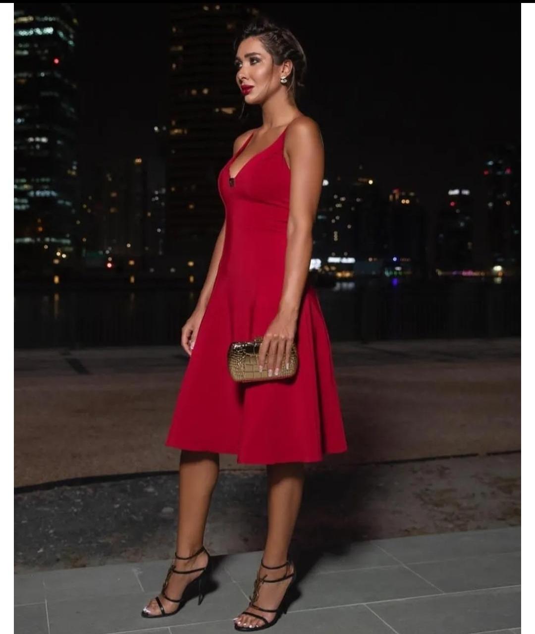ELISABETTA FRANCHI Красное вискозное повседневное платье, фото 5