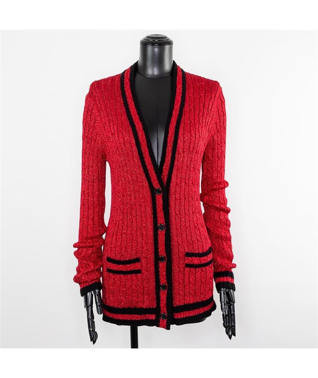 SAINT LAURENT Красный вискозный кардиган, фото 4