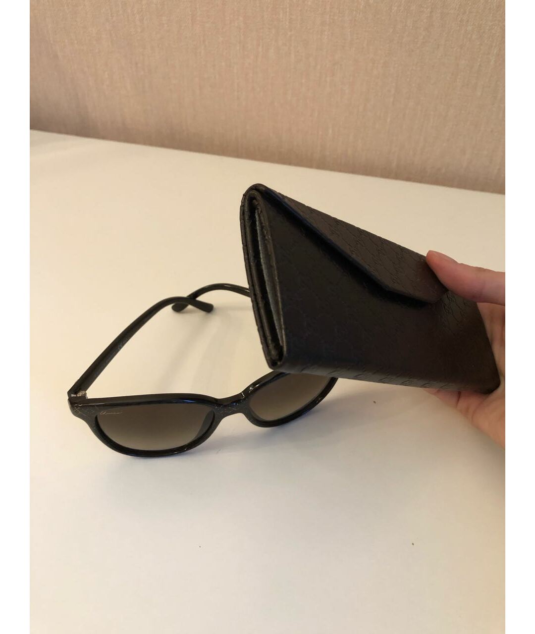 GUCCI Коричневые пластиковые солнцезащитные очки, фото 5