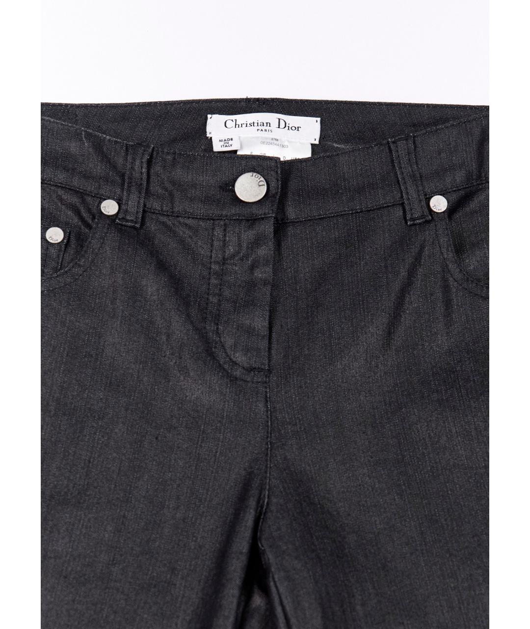 CHRISTIAN DIOR Черные хлопко-эластановые брюки узкие, фото 4