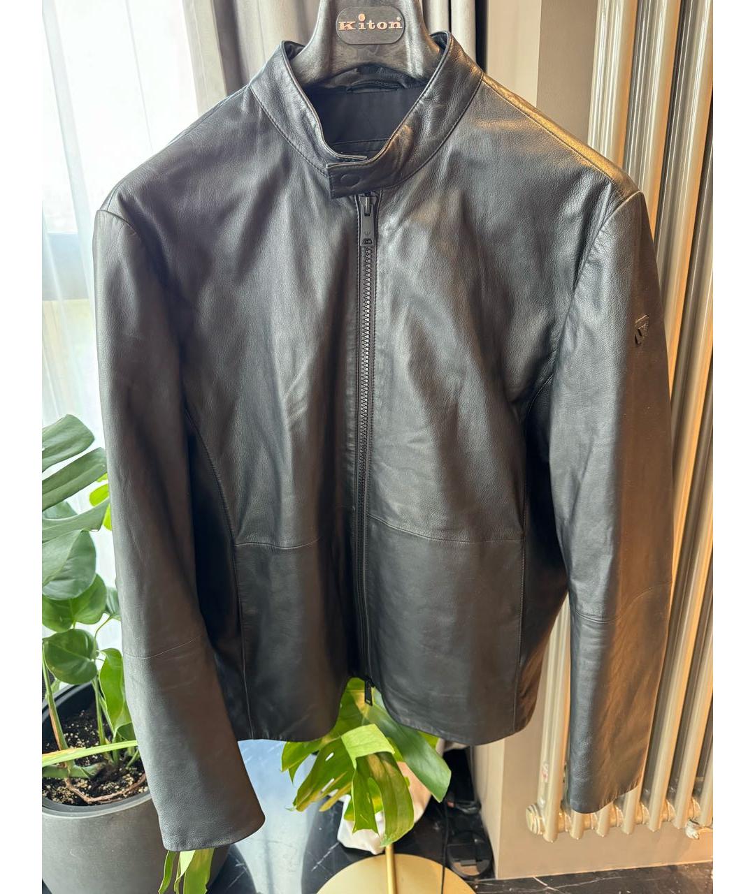 EMPORIO ARMANI Черная кожаная куртка, фото 9