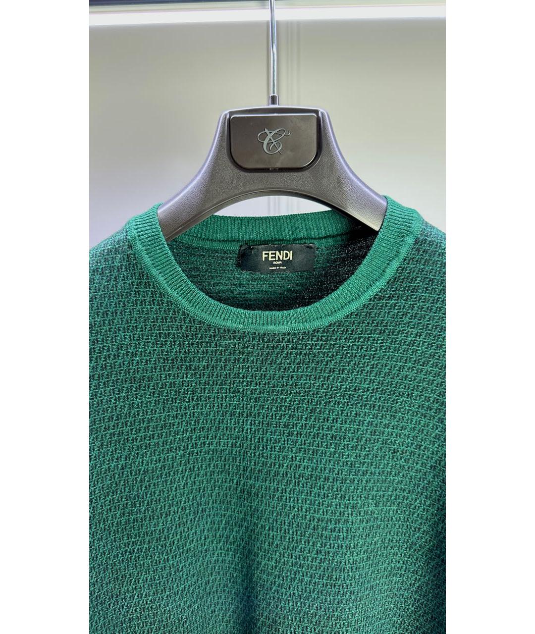 FENDI Зеленый шерстяной джемпер / свитер, фото 2