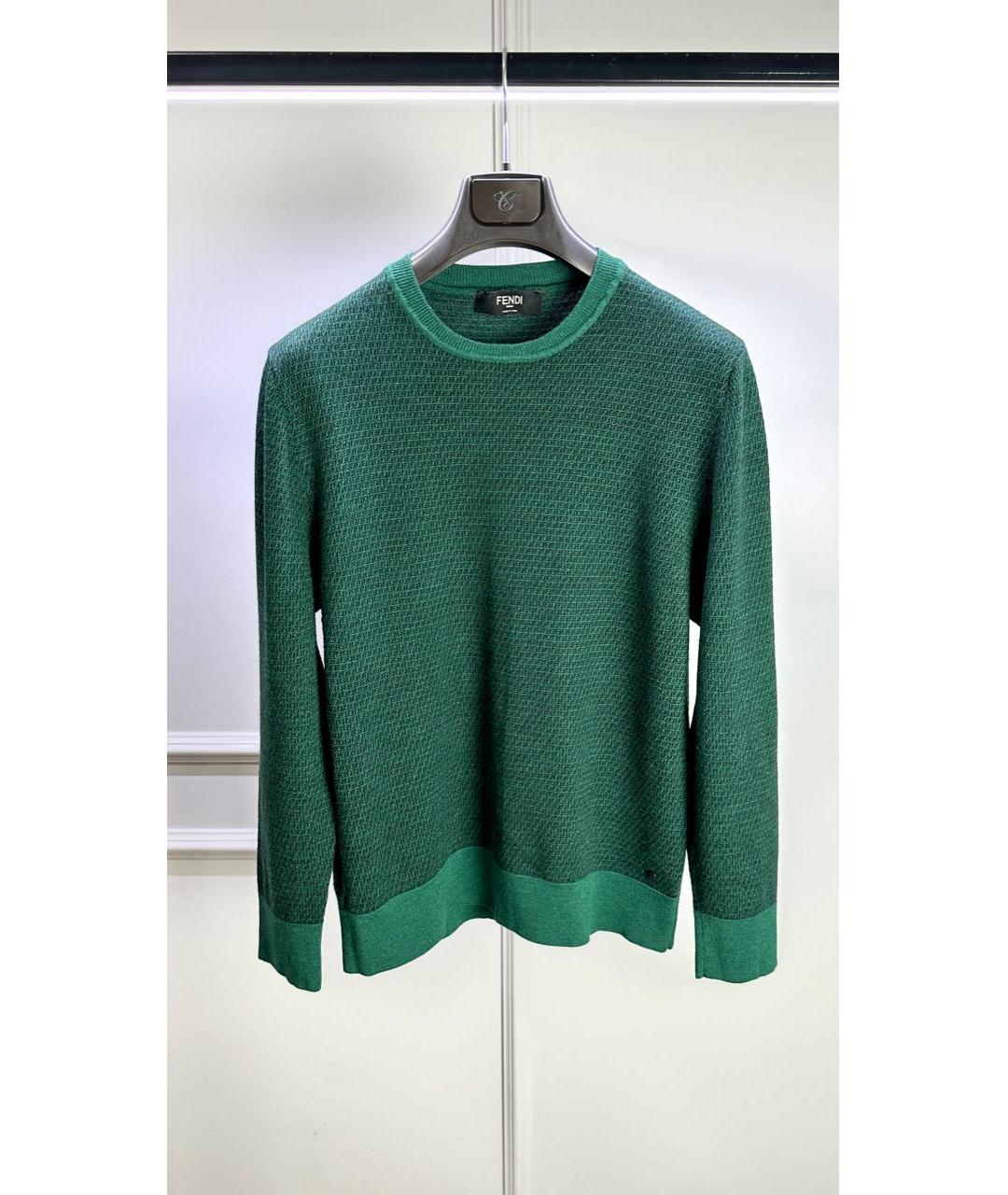 FENDI Зеленый шерстяной джемпер / свитер, фото 5