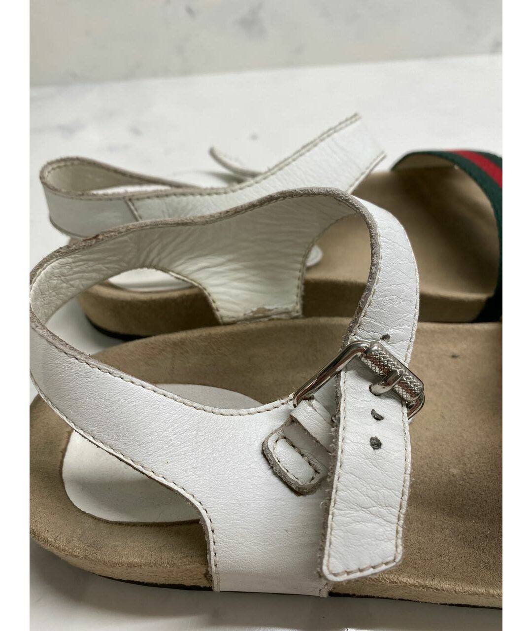 GUCCI Белые кожаные сандалии и шлепанцы, фото 8